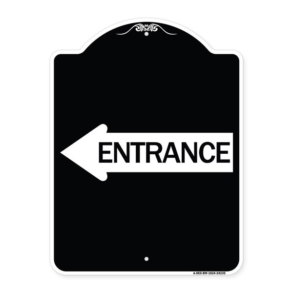 Signmission Left Arrow Entrance Heavy-Gauge Aluminum Architectural Sign, 24" H, BW-1824-24235 A-DES-BW-1824-24235 - main